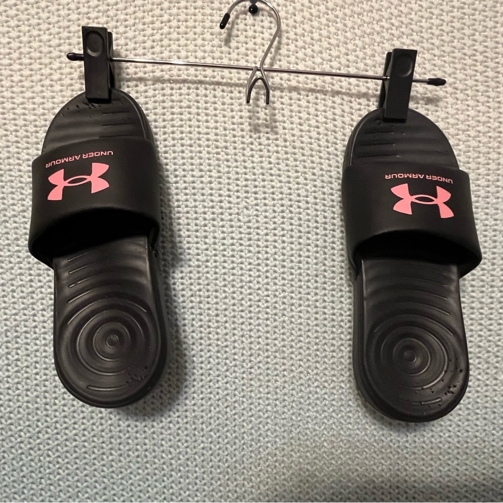 Under Armour Black Slides with Pink Logo (see description)